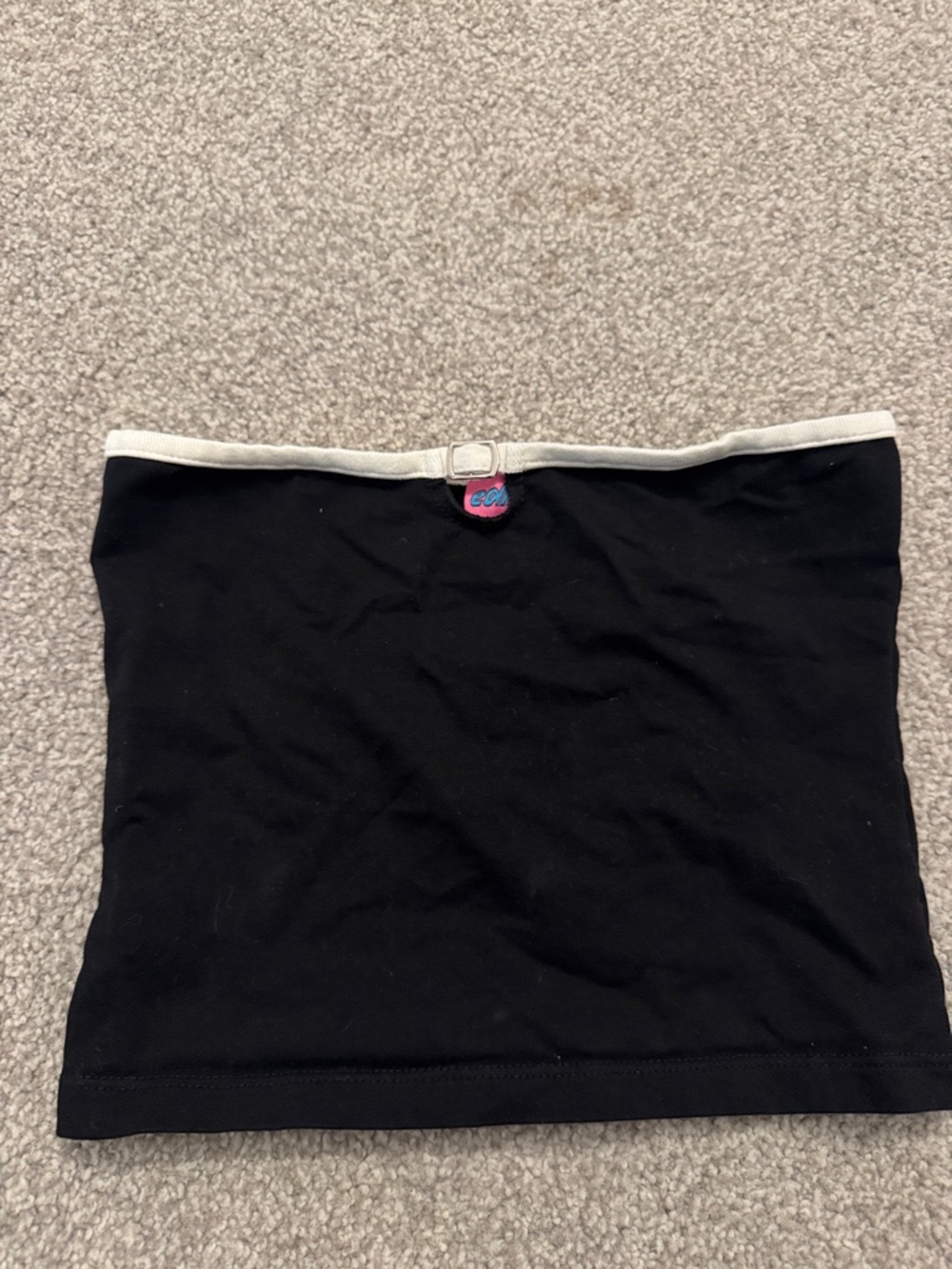 Edikted Black Strapless Crop Top with White Trim